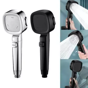 Водосберегающая душевая головка с переключателем 260100MM с фильтром серебряный