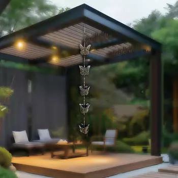 Водосточная цепь для водостока с навесом, террасой, крышей, отводом дождевой воды, беседки, заднего двора, патио, сарая