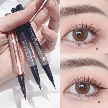 Водостойкая и устойчивая к поту подводка для глаз. Долговечная, быстросохнущая, не размазывающаяся, натуральный трехмерный цвет. Студенческая жидкая подводка для глаз для женского макияжа. 1#black