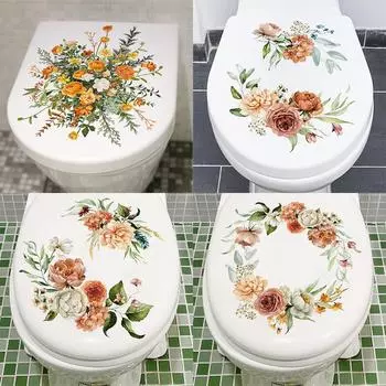 Водостойкая наклейка на унитаз для ванной комнаты, крышка сиденья, наклейки, съемная виниловая художественная наклейка из ПВХ, наклейка с цветами на холодильник 20X30CM