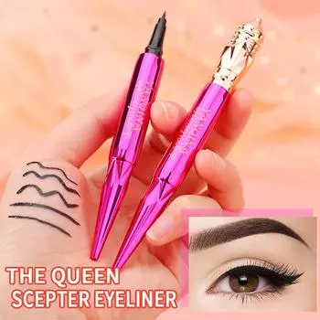 Водостойкая подводка для глаз Queen s Scepter, быстросохнущая, не разглаживающая, очаровательная, черная, жидкая подводка для глаз, ручка для дешевого макияжа