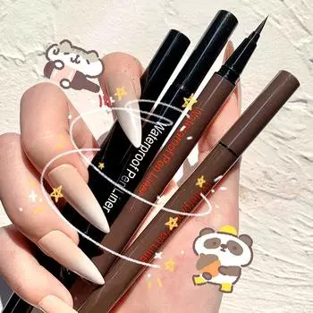 Водостойкая подводка для глаз толщиной 0,02 мм, долговечная, быстросохнущая, легко наносится, волоконная головка, рекомендуется, черная, коричневая. чёрный