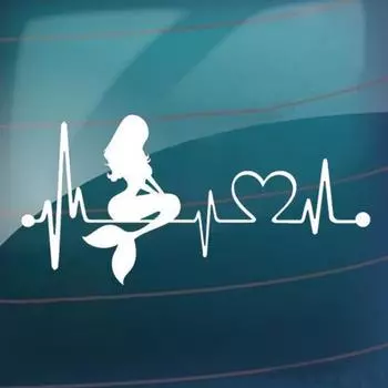 Водостойкая съемная Русалка Сердцебиение Lifeline Art Мода Автомобильная наклейка Наклейка чёрный