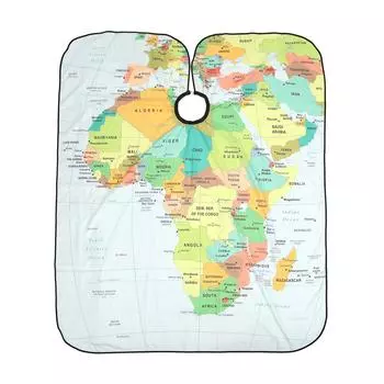 Водостойкая салонная большая накидка для стрижки волос, регулируемая профессиональная накидка с принтом карты, фартук для стилиста-парикмахера