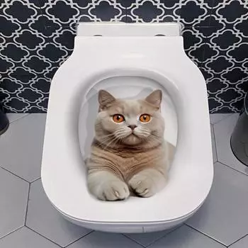 Водостойкая страшная наклейка для унитаза с котом, 3D наклейка на сиденье для унитаза с животными, наклейка на стену для кошек, сиденье для унитаза