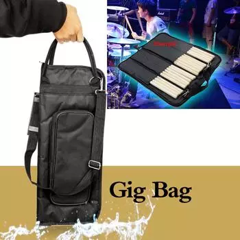 Водостойкая сумка для барабанных палочек 600D, ткань Оксфорд, удобный ремешок с ручкой, карман, хлопок 5 мм чёрный