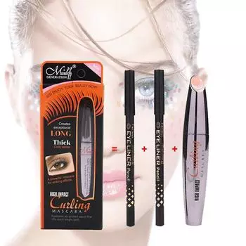 Водостойкая тушь для ресниц, 3 шт./компл., объемный 3D-макияж с черной и коричневой подводкой для глаз, карандаш для макияжа чёрный