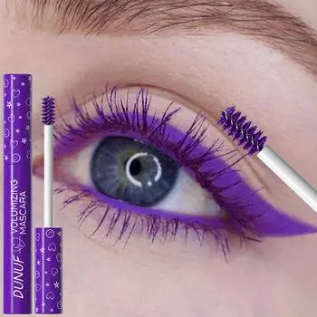 Водостойкая тушь для ресниц Purple Volumizing Mascara Eye Black с завитыми ресницами для всех типов кожи. Тонкая кисточка, не размазывается, обеспечивает легкое нанесение. фиолетовый