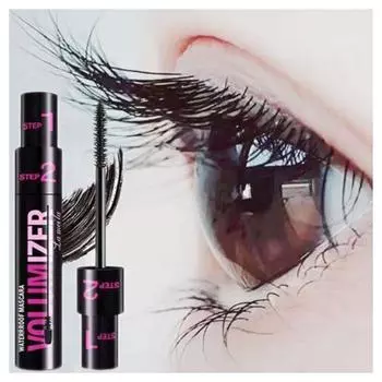 Водостойкая тушь для ресниц с двойной головкой, жидкая, придающая объем, длинная, естественная, стереоскопическая, не размазывающая тушь, мгновенная сушка, стойкий макияж для женщин чёрный