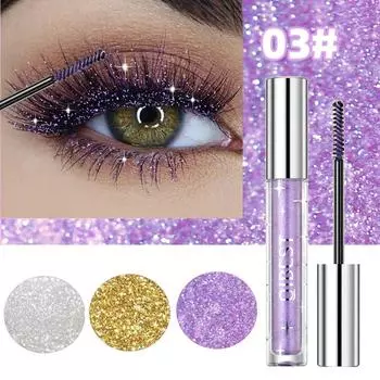 Водостойкая тушь для ресниц Sparkling Diamond Mascara — мерцающий снежный финиш, не размазывается, подходит для всех типов кожи 1PC жёлтый