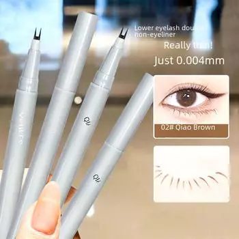 Водостойкая ультратонкая подводка для глаз с двойным когтем: Не размазывается, не тускнеет, идеально подходит для нижних ресниц и создания эффекта шелкопряда. чёрный