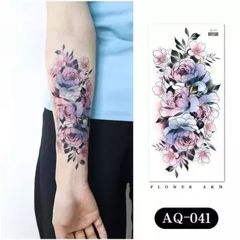 Водостойкая временная татуировка на руку с цветочным узором 210x100mm