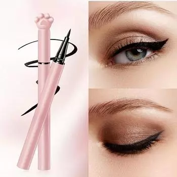 Водостойкая жидкая подводка для глаз, долговечная, быстросохнущая, грязеотталкивающая, с милым мультяшным рисунком, упаковка в виде кошачьей лапы, черная Pack of 1 чёрный