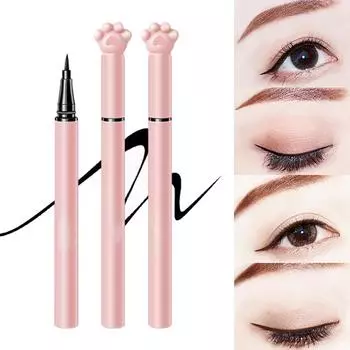 Водостойкая жидкая подводка для глаз, устойчивая к поту подводка для глаз, макияж ресниц, милый кошачий коготь, тонкая головка, быстросохнущая подводка для глаз чёрный
