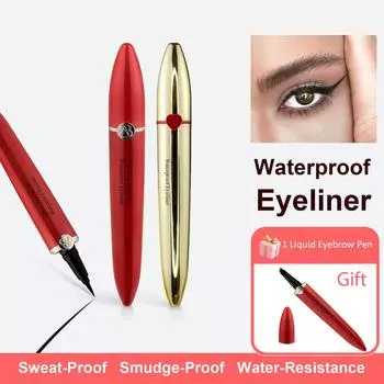 Водостойкая жидкая подводка для глаз, устойчивая к размазыванию и переносу, долговечная. Получите 1 бесплатную ручку для бровей красный