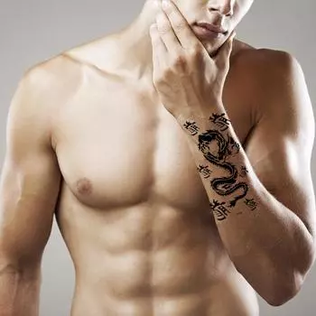 Водостойкие черные временные татуировки с буквами, боди-арт, переносные татуировки, английское слово, декоративная наклейка для тела 5