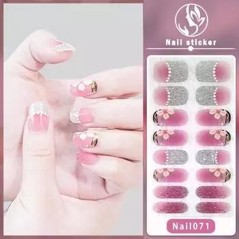 Водостойкие наклейки для французских ногтей, 16 полосок, набор гелевых наклеек для ногтей, наклейки для ногтей, наклейки для ногтей 10