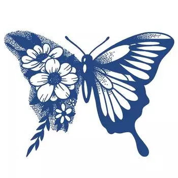 Водостойкие полуперманентные цветочные наклейки-татуировки в виде бабочек для рук и спины 12 x 19 cm