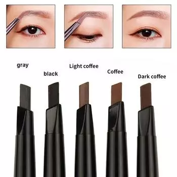 Водостойкий 5 цветов натуральный макияж двойной головки автоматический карандаш для бровей водостойкий долговечный простой в использовании карандаш для бровей с кисточкой для бровей 01#black