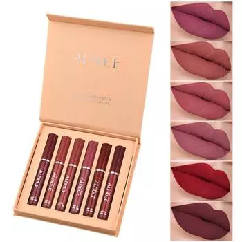 Водостойкий блеск для губ Lip Glaze, водостойкая матовая помада, набор из 6 штук H142, набор из 6 блесков для губ, 167 г, 1 набор