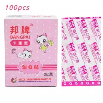 Водостойкий мультяшный пластырь, мультяшный пластырь, кровоостанавливающие салфетки с героями мультфильмов 100pcs