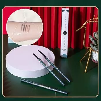 Водостойкий перспирант Карандаш для бровей Очень маленькая треугольная двойная головка Карандаш для бровей Натуральный трехмерный не размазывающийся макияж для глаз Стойкий набор для макияжа чёрный