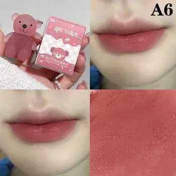 Водостойкий тинт для губ с зеркальным блеском, стойкий, милый брелок в виде медвежонка, блеск для губ, шелковистая жидкая помада, женская косметика для губ as the picture