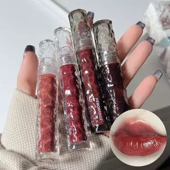 Водостойкий зеркальный блеск для губ телесного цвета, прозрачный телесный темно-коричневый красный блеск для губ, стойкая бархатная жидкая помада, женская косметика для макияжа 08