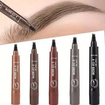 Водостойкий жидкий карандаш для бровей с 4 кончиками, водостойкий, не размазывающийся 3D-карандаш для бровей, долговечная ручка для бровей, имитация естественного вида бровей 1#