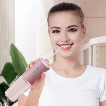 Водяная зубная нить, 3 режима, вращающаяся на 360° насадка IPX7, водонепроницаемый беспроводной перезаряжаемый электрический ирригатор высокого давления для полости рта, очиститель зубов белый