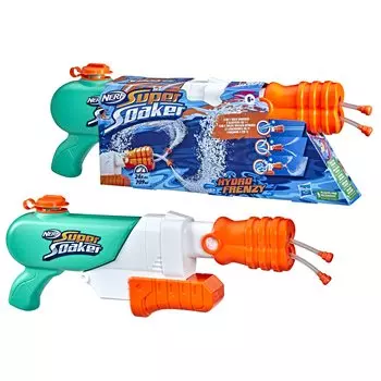 Водяной бластер Hasbro Nerf Super Soaker Hydro Frenzy, емкость резервуара 709 мл, 3 вида регулируемой струи, 2 режима стрельбы, веселье для детей и взрослых F3891