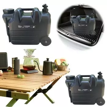 Водяной контейнер на колесах 28 л уличный автомобильный водяной контейнер для кемпинга мытья посуды на открытом воздухе портативный ящик для хранения питьевой воды зелёный