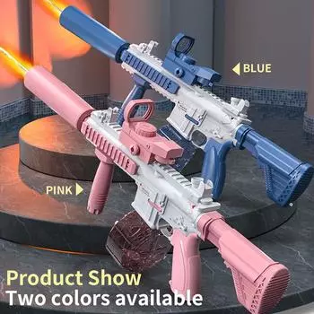 Водяной пистолет M416, электрический, полностью автоматический, большой емкости, игрушка для непрерывной стрельбы, летняя пляжная игра на открытом воздухе для детей синий