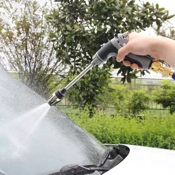 Водяной пистолет высокого давления SEAMETAL, регулируемая металлическая распылительная насадка, противоскользящая ручка, водоструйный спринклер для домашнего сада, автомойки Water gun+Interface