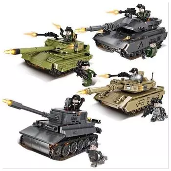 Военная модель M1A2, основной боевой тигр, тяжелый танк, истребитель, армейское оружие, модель строительного блока, игрушки, кирпичи, детские рождественские подарки FC4001 No Box