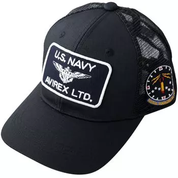 Военная нашивка NAVY 6-панельная сетчатая кепка военная кепка американская повседневная летняя низкая кепка бейсболка с нашивкой логотип USN черная [Avirex] US мужская MA-1