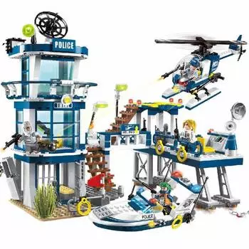 Военная серия, план спасения полиции, вертолет, строительные блоки, модель, кирпичная игрушка, детская игрушка в подарок 1916