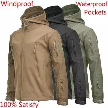 Военная тактическая уличная мягкая ветрозащитная флисовая куртка мужская армейская спортивная одежда термобелье для охоты и пешего туризма спортивные куртки с капюшоном S хаки