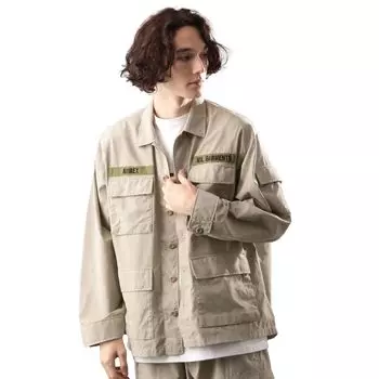ВОЕННАЯ ОДЕЖДА КУРТКА Baggy Fit FIT 6122100 1 051 БЕЖЕВЫЙ [Avirex] ОДЕЖДА/Военная BDU. Куртка/МЕШКОВАТЫЙ BDU. Мужской