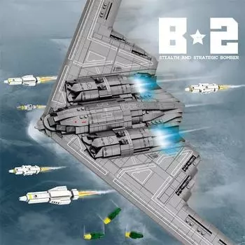 Военно-технический США B2 Ghost Stealth Ghost Bomber Fighter Building Blocks World War WW2 Special Missile Model Bricks Kids Toys