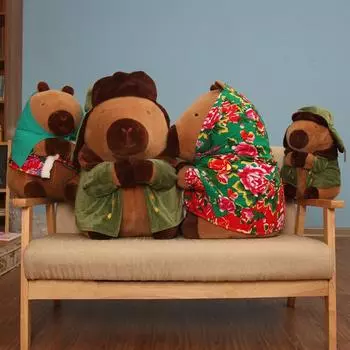 Военное пальто Капибала Куклы Зеленый Цветок Капибара Подвеска Мягкая Игрушка Куклы 30cm