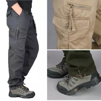Модные мужские хлопковые повседневные брюки-карго, верхняя одежда, спортивные, с несколькими карманами, прямые брюки M-5XL M армия зеленый