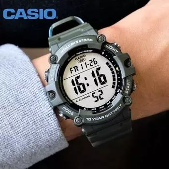 Военные часы Casio G-Shock, аккумулятор на 10 лет, 5 будильников, водонепроницаемые военные электронные наручные часы + оригинальный чехол, инструкция на корейском языке, цвет хаки
