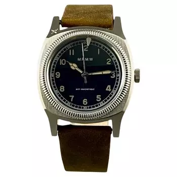 Военные часы Majetek big Turtle 3hands Majetek Big Turtle 3hands Коричневый ремешок из натуральной кожи Crazy Horse [MRMW] Мужские серебряный