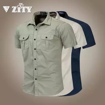 Военные рубашки мужские футболки с коротким рукавом из хлопка мужские тактические рубашки-карго с несколькими карманами однотонные рабочие рубашки мужские топы для активного отдыха футболки XXL синий