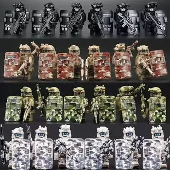 Военные силы специального назначения Минифигурки Строительные блоки SWAT Ghost Commando Полицейские солдаты Армия Фигурки Оружие Кирпичи Детские игрушки Подарки на день рождения No Box