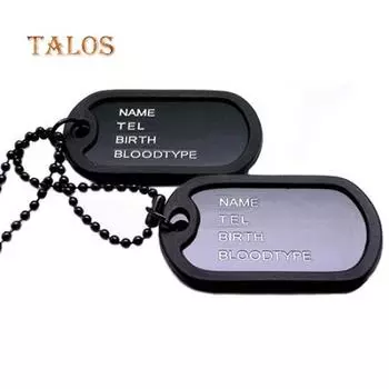 Военный армейский стиль, черные 2 собачьих жетона, кулон, свитер, цепочка, ожерелье, мужские ювелирные изделия, подвеска, брелок