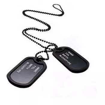 Военный армейский стиль, черные 2 собачьих жетона, цепочка, мужское ожерелье с подвеской чёрный