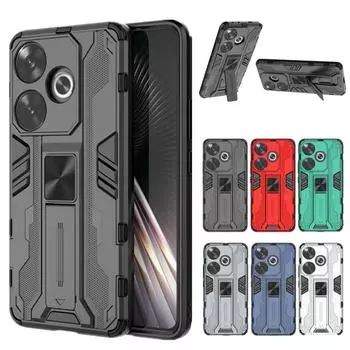 Военный бронированный регулируемый защитный чехол с подставкой для Xiaomi Poco F6 Pro 5G F5 X6 X5 M6 Pro Чехол с магнитным держателем и подставкой, противоударное полное покрытие Poco F6 Pro красный