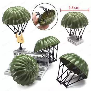 Военный классический солдат WW2, парашют, строительный блок, зеленые фигурки, декоративная модель, детские рождественские подарки, развивающие игрушки no box - B44-1